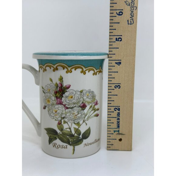 Rosa Novelliana 4.25" Kent Pottery Floral Porcelain Mug w/ Floral Lid Tea Time - Picture 9 of 9
